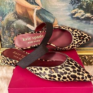 Kate Spade Animal Print Flats with Black Strap